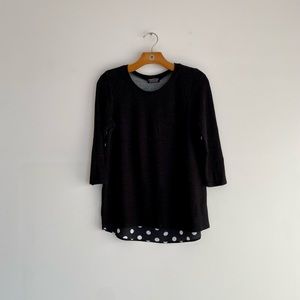 Papermoon Polka Dot Back Scoop Neck 3/4 Sleeve Top - XS
